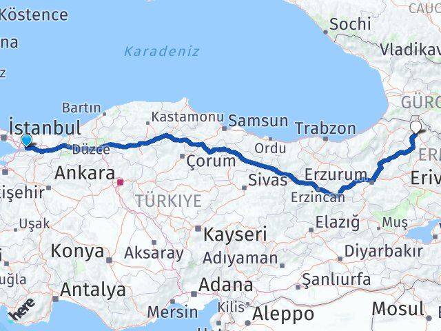 Kocaeli Körfez Ardahan Arası Kaç Km - Yol Haritası