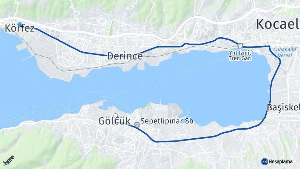 Kocaeli Körfez Gölcük Arası Kaç Km - Yol Haritası