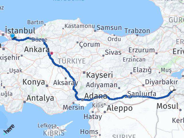 Kocaeli Körfez Şırnak Arası Kaç Km - Yol Haritası