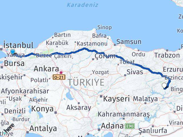 Kocaeli Körfez Tunceli Arası Kaç Km - Yol Haritası