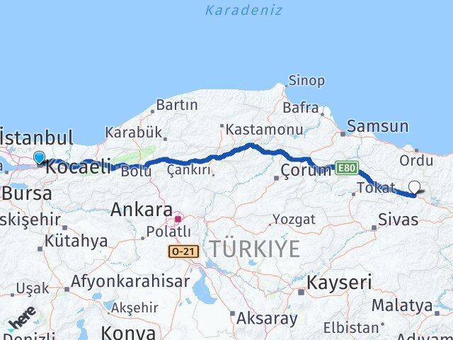 Kocaeli Koyulhisar Sivas Arası Kaç Saat? Yol Haritası, Yakıt, Rota ve Mesafe Hesaplama Kocaeli Koyulhisar Sivas Arası Kaç Km? Kaç Saat? Yol Haritası