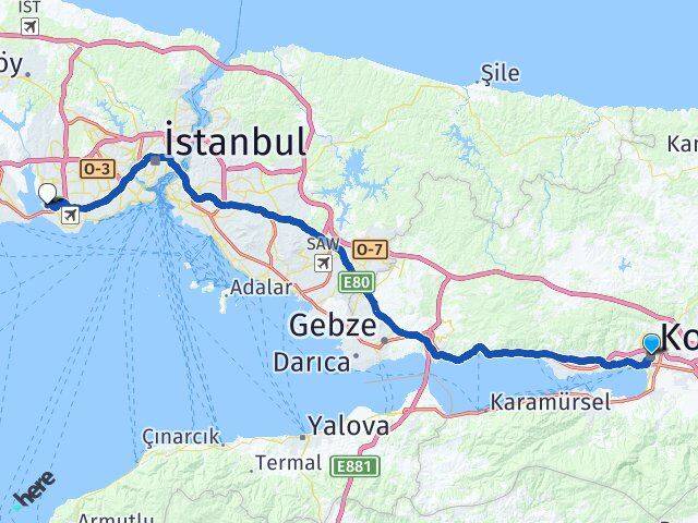 Kocaeli Küçükçekmece İstanbul Arası Kaç Km - Yol Haritası