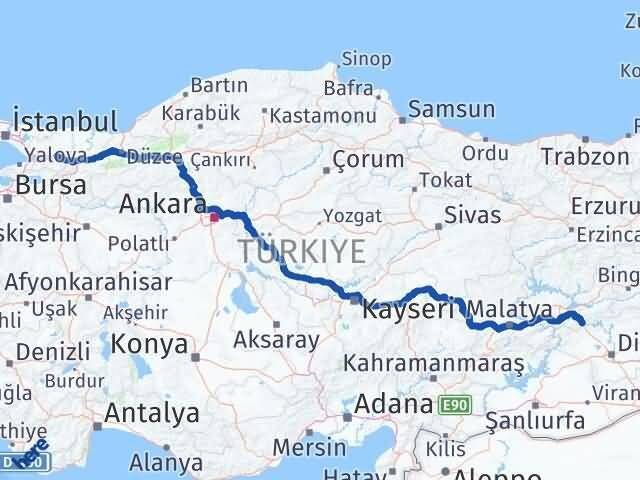 Kocaeli Maden Elazığ Arası Kaç Km - Yol Haritası