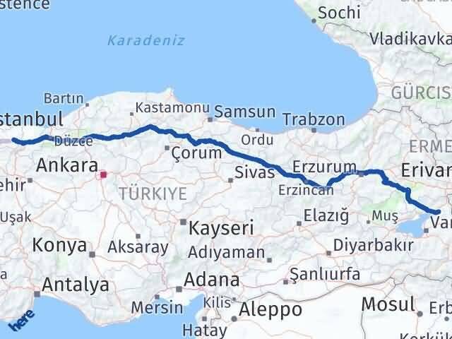 Kocaeli Muradiye Van Arası Kaç Km - Yol Haritası
