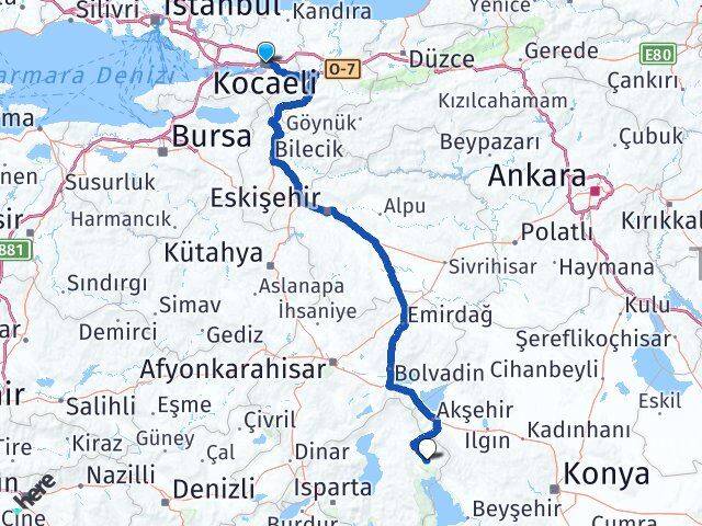 Kocaeli Şarkikaraağaç Isparta Arası Kaç Km - Yol Haritası
