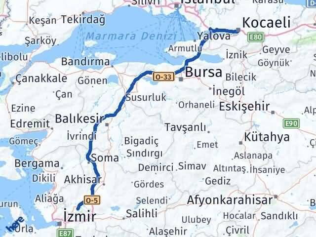 Kocaeli Şehzadeler Manisa Arası Kaç Km - Yol Haritası