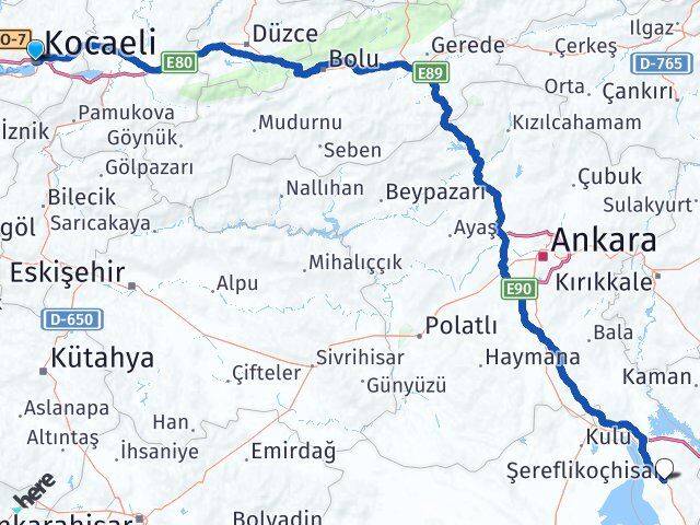 Kocaeli Şereflikoçhisar Ankara Arası Kaç Km - Yol Haritası