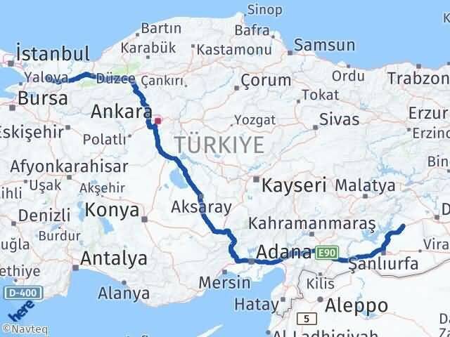 Kocaeli Siverek Şanlıurfa Arası Kaç Km - Yol Haritası
