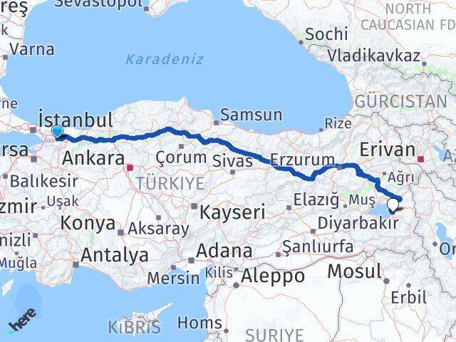 Kocaeli Tuşba Van Arası Kaç Km - Yol Haritası
