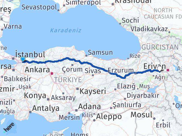 Kocaeli Tuzluca Iğdır Arası Kaç Km - Yol Haritası