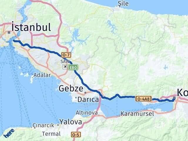 Kocaeli Üsküdar İstanbul Arası Kaç Km - Yol Haritası