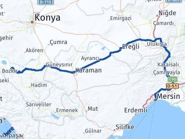 Konya Ahırlı Mersin Arası Kaç Km - Yol Haritası
