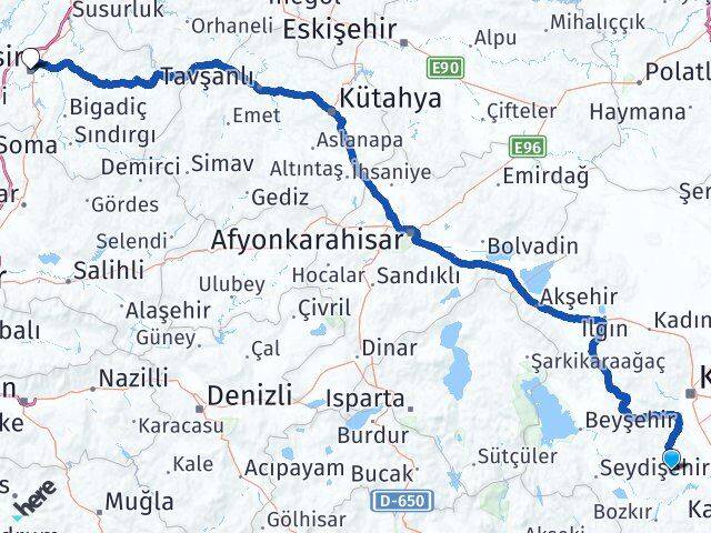 Konya Akören Balıkesir Arası Kaç Km - Yol Haritası