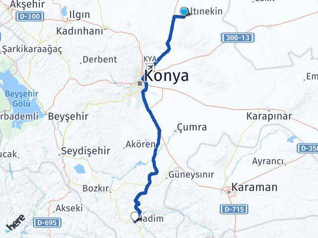 Konya Altınekin Hadim Arası Kaç Km - Yol Haritası