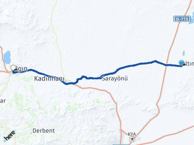 Konya Altınekin Ilgın Arası Kaç Km - Yol Haritası
