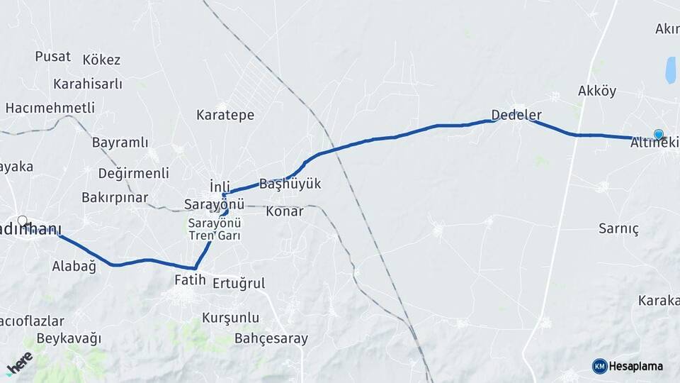 Konya Altınekin Kadınhanı Arası Kaç Km - Yol Haritası