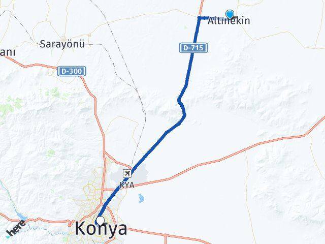 Konya Altınekin Karatay Arası Kaç Km - Yol Haritası
