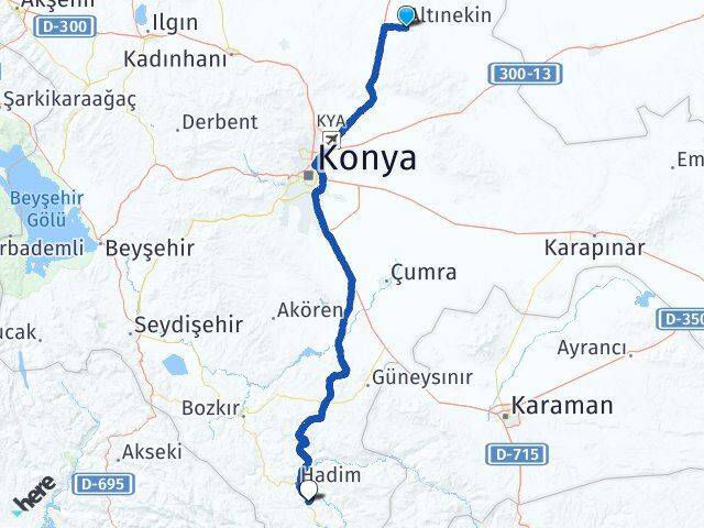 Konya Altınekin Taşkent Arası Kaç Km - Yol Haritası