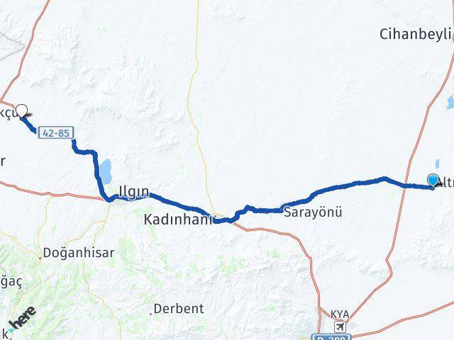 Konya Altınekin Tuzlukçu Arası Kaç Km - Yol Haritası
