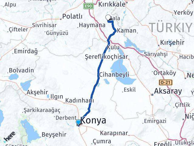 Konya Bala Ankara Arası Kaç Km - Yol Haritası