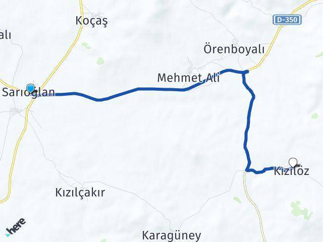 Konya Bozkır Sarıoğlan Güneysınır Arası Kaç Km - Yol Haritası