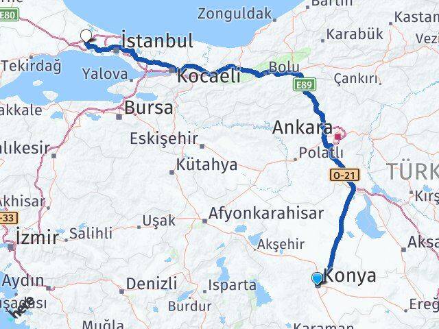 Konya Çatalca İstanbul Arası Kaç Km - Yol Haritası