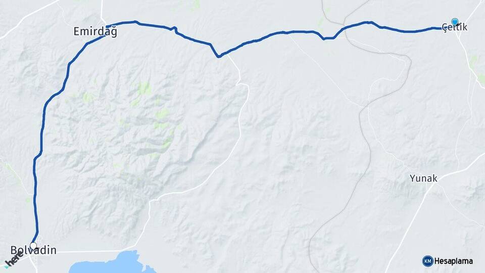 Konya Çeltik Bolvadin Afyonkarahisar Arası Kaç Km - Yol Haritası