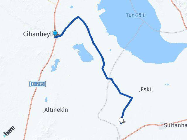 Konya Cihanbeyli Celil Eskil Aksaray Arası Kaç Km - Yol Haritası