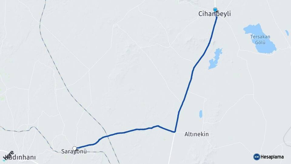 Konya Cihanbeyli Sarayönü Arası Kaç Km - Yol Haritası