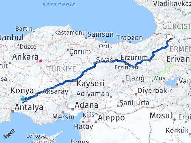 Konya Derebucak Ardahan Arası Kaç Km - Yol Haritası