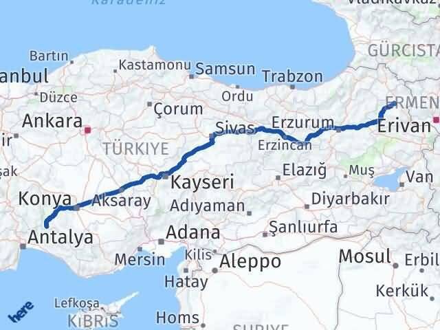 Konya Derebucak Kars Arası Kaç Km - Yol Haritası