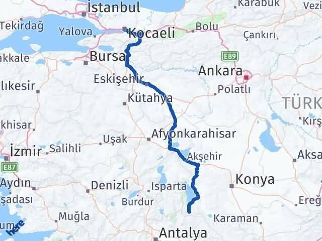 Konya Derebucak Kocaeli Arası Kaç Km - Yol Haritası