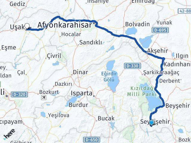 Konya Derebucak Uşak Arası Kaç Km - Yol Haritası