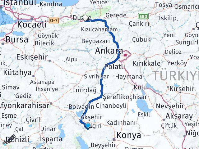 Konya Doğanhisar Bolu Arası Kaç Km - Yol Haritası
