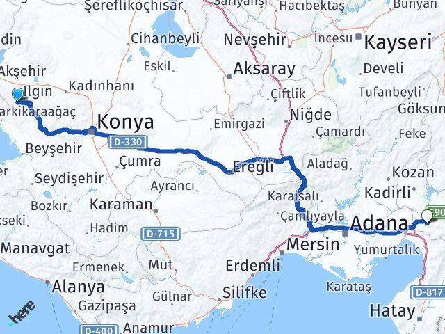 Konya Doğanhisar Osmaniye Arası Kaç Km - Yol Haritası