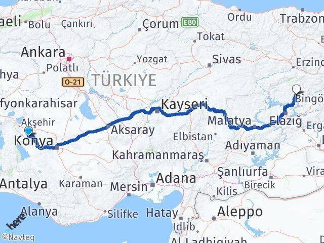 Konya Doğanhisar Tunceli Arası Kaç Km - Yol Haritası