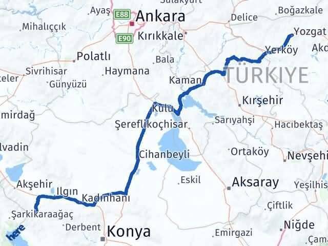 Konya Doğanhisar Yozgat Arası Kaç Km - Yol Haritası