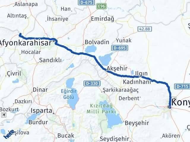 Konya Dumlupınar Kütahya Arası Kaç Km - Yol Haritası
