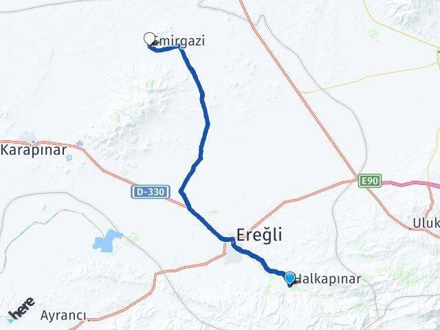 Konya Halkapınar Emirgazi Arası Kaç Km - Yol Haritası