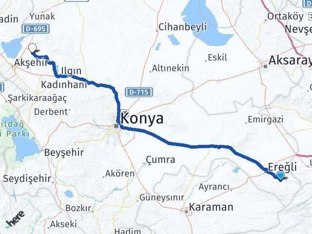 Konya Halkapınar Tuzlukçu Arası Kaç Km - Yol Haritası