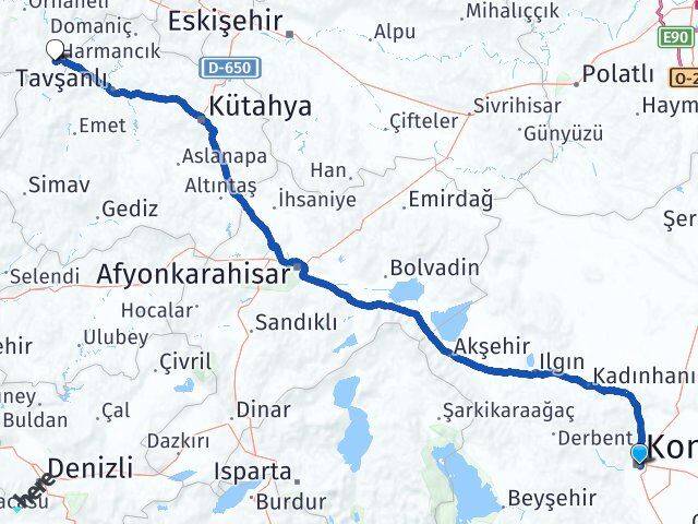 Konya Harmancık Bursa Arası Kaç Km - Yol Haritası