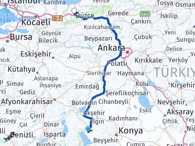 Konya Hüyük Düzce Arası Kaç Saat? Yol Haritası, Yakıt, Rota ve Mesafe Hesaplama Konya Hüyük Düzce Arası Kaç Km? Kaç Saat? Yol Haritası
