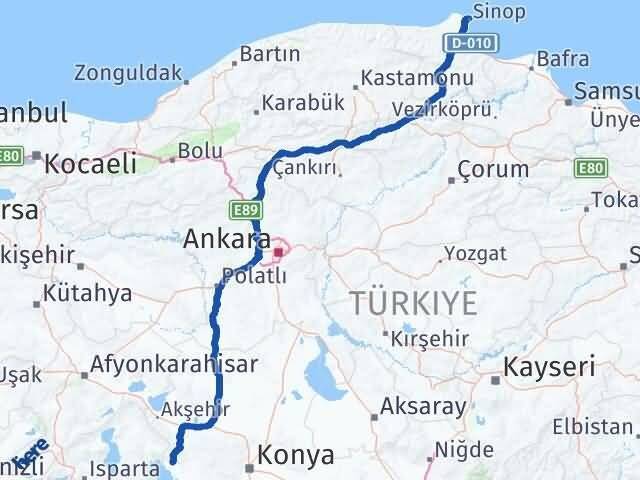 Konya Hüyük Sinop Arası Kaç Saat? Yol Haritası, Yakıt, Rota ve Mesafe Hesaplama Konya Hüyük Sinop Arası Kaç Km? Kaç Saat? Yol Haritası