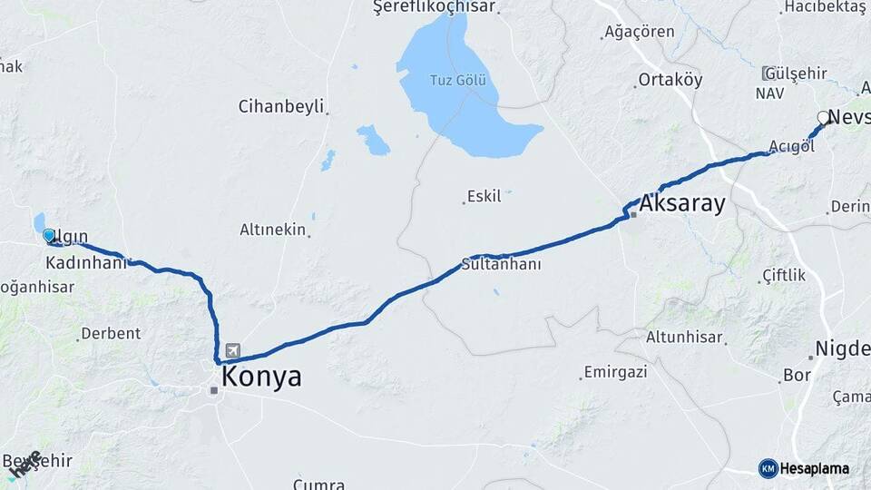 Konya Ilgın Nevşehir Arası Kaç Saat? Yol Haritası, Yakıt, Rota ve Mesafe Hesaplama Konya Ilgın Nevşehir Arası Kaç Km? Kaç Saat? Yol Haritası