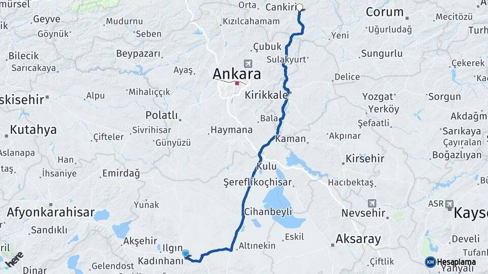 Konya Kadınhanı Çankırı Arası Kaç Saat? Yol Haritası, Yakıt, Rota ve Mesafe Hesaplama Konya Kadınhanı Çankırı Arası Kaç Km? Kaç Saat? Yol Haritası