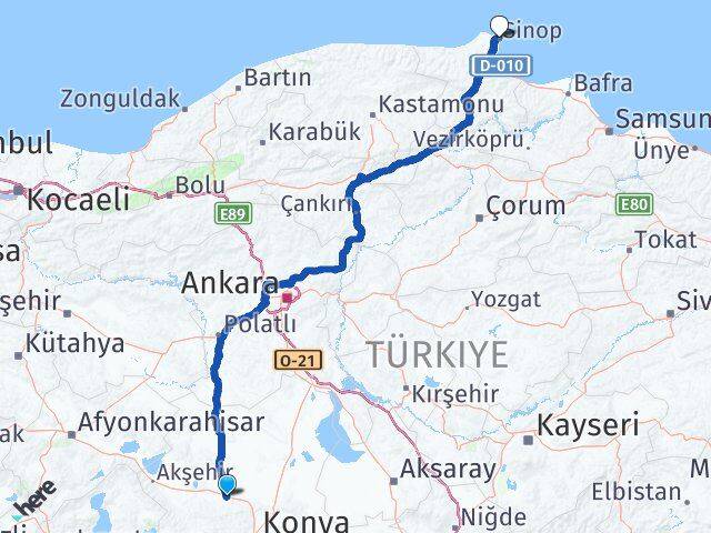 Konya Kadınhanı Sinop Arası Kaç Saat? Yol Haritası, Yakıt, Rota ve Mesafe Hesaplama Konya Kadınhanı Sinop Arası Kaç Km? Kaç Saat? Yol Haritası