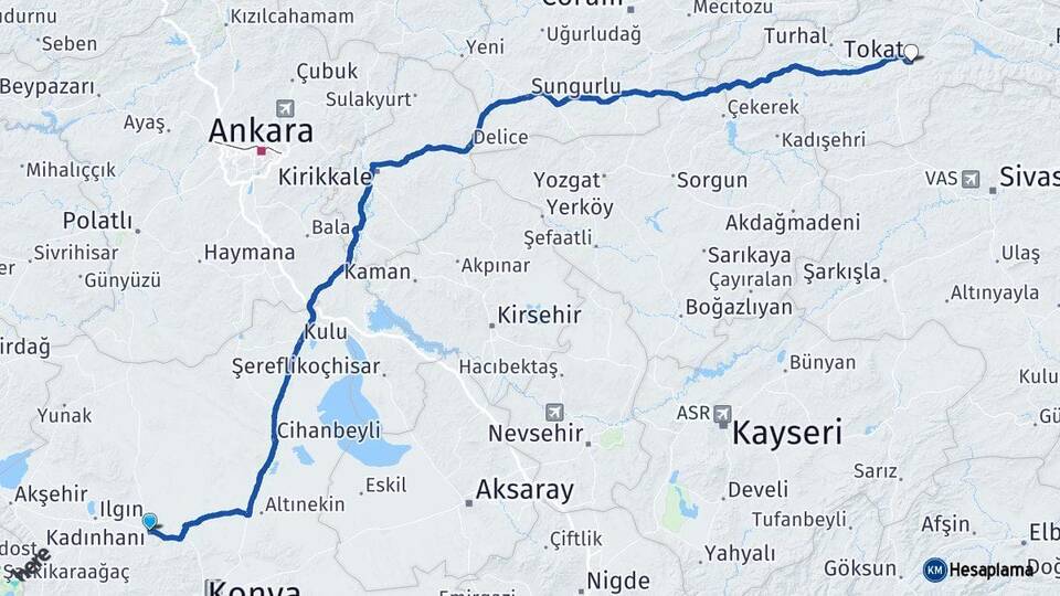 Konya Kadınhanı Tokat Arası Kaç Saat? Yol Haritası, Yakıt, Rota ve Mesafe Hesaplama Konya Kadınhanı Tokat Arası Kaç Km? Kaç Saat? Yol Haritası