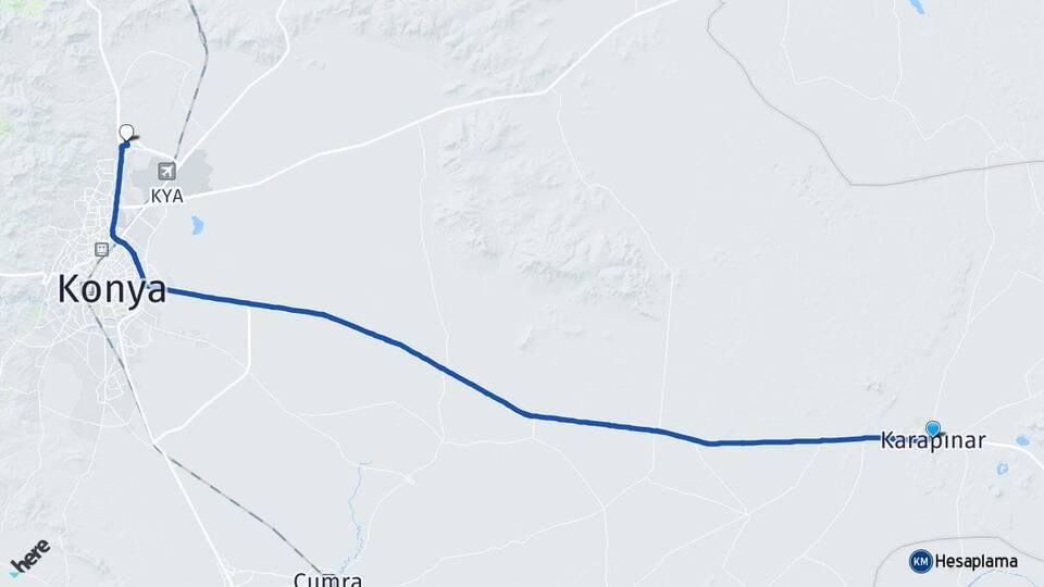Konya Karapınar Bosna Hersek Selçuklu Arası Kaç Km - Yol Haritası
