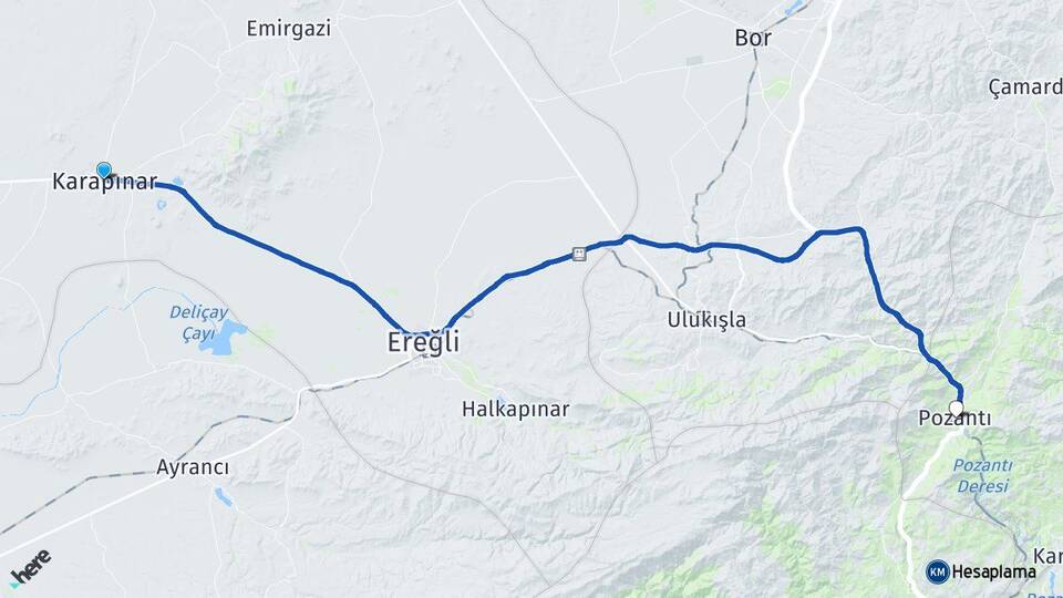 Konya Karapınar Pozantı Adana Arası Kaç Km - Yol Haritası