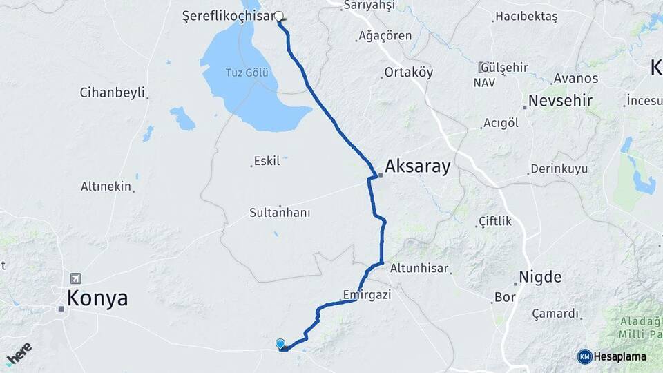 Konya Karapınar Şereflikoçhisar Ankara Arası Kaç Km - Yol Haritası